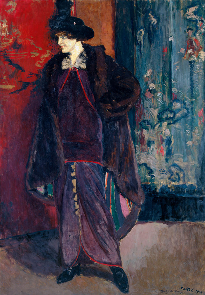雅克-埃米尔·布兰奇（Jacques-Émile Blanche,法国画家）高清艺术作品-《黛西·德布罗意肖像（1912）》