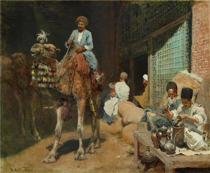 埃德温·洛德·韦克斯（Edwin Lord Weeks，美国画家）高清油画作品下载-《伊斯帕罕的一个市场》