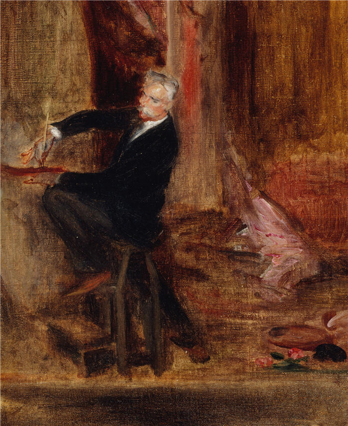 雅克-埃米尔·布兰奇（Jacques-Émile Blanche,法国画家）高清艺术作品-《画作杜佩恩特·儒勒·谢雷 (1836-1933)，儿子工作室 (1892)》