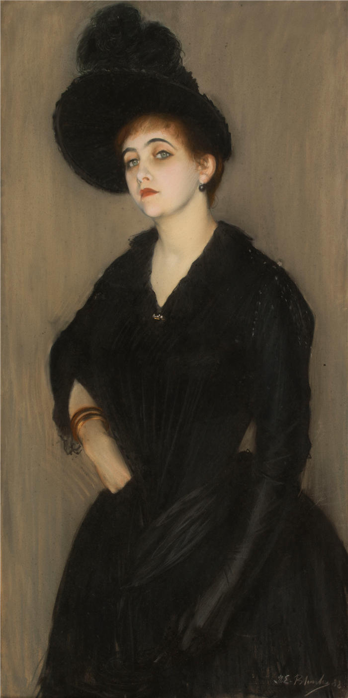 雅克-埃米尔·布兰奇（Jacques-Émile Blanche,法国画家）高清艺术作品-《玛丽-布兰奇·瓦斯尼尔 (1888)》