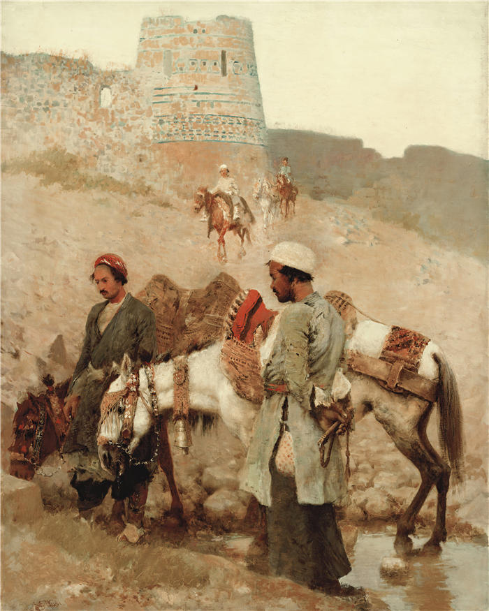 埃德温·洛德·韦克斯（Edwin Lord Weeks，美国画家）高清油画作品下载-《在波斯旅行 (1895)》