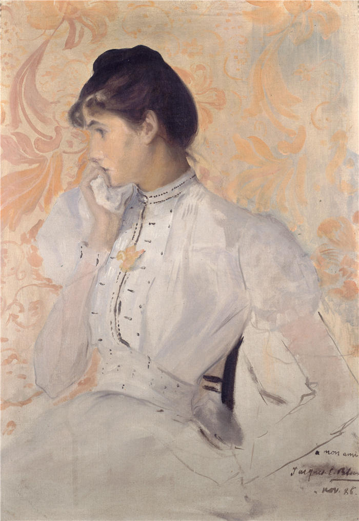 雅克-埃米尔·布兰奇（Jacques-Émile Blanche,法国画家）高清艺术作品-《肖像 d'Henriette Chabot (1886)》