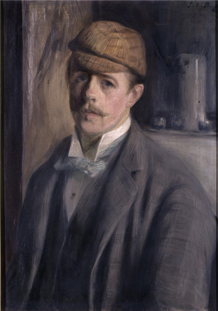 雅克-埃米尔·布兰奇（Jacques-Émile Blanche,法国画家）高清艺术作品-《艺术家肖像（1890）》