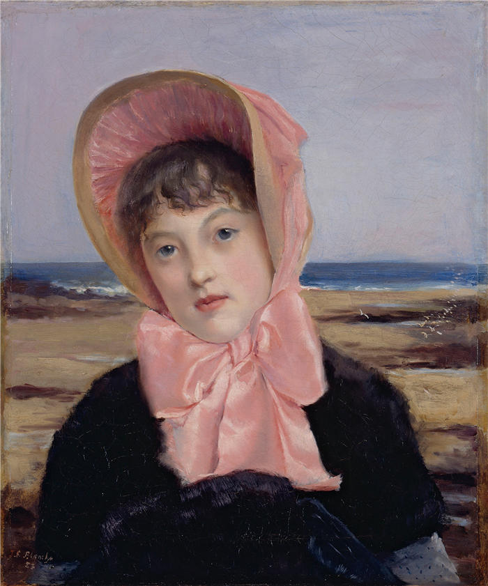 雅克-埃米尔·布兰奇（Jacques-Émile Blanche,法国画家）高清艺术作品-《La capeline 玫瑰 (1883)》