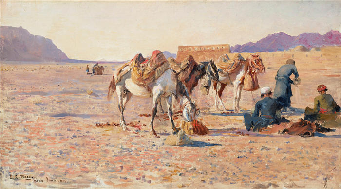 埃德温·洛德·韦克斯(Edwin Lord Weeks,美国画家)高清油画作品下载-《靠近伊斯帕罕》