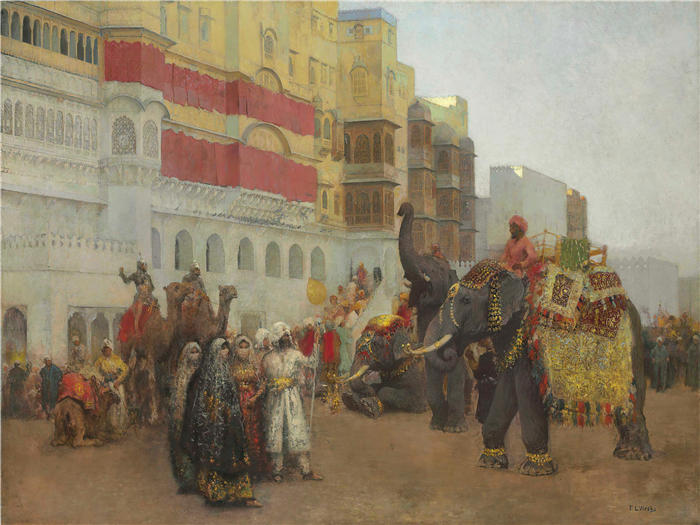 埃德温·洛德·韦克斯（Edwin Lord Weeks，美国画家）高清油画作品下载-《Bekanir 的节日 - Beloochistan，Bekanir（约 1895-1903 年）》