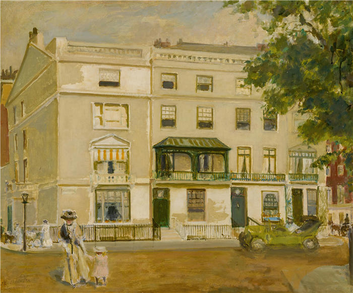 雅克-埃米尔·布兰奇（Jacques-Émile Blanche,法国画家）高清艺术作品-《贝尔格莱维亚，伦敦（1905 年）》