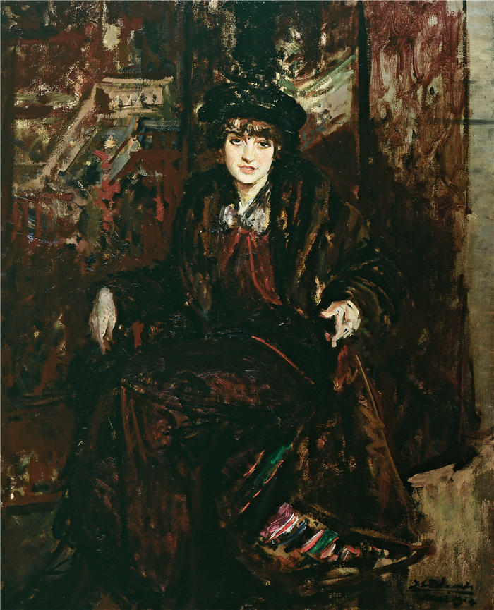 雅克-埃米尔·布兰奇（Jacques-Émile Blanche,法国画家）高清艺术作品-《Marguerite Decazes de Glucksbierg 的肖像》