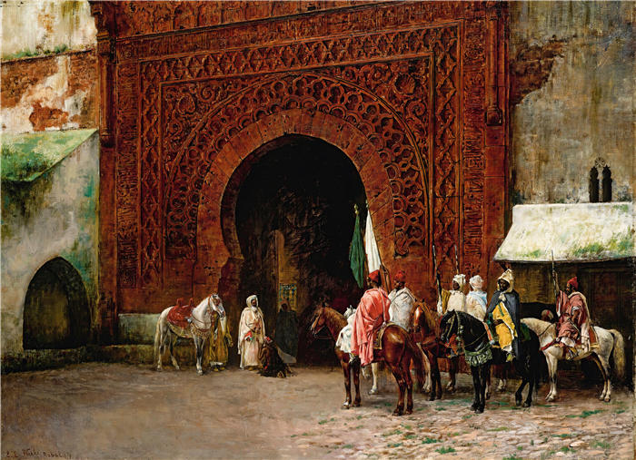 埃德温·洛德·韦克斯(Edwin Lord Weeks,美国画家)高清油画作品下载-《拉巴特(红门)(1879 年)》
