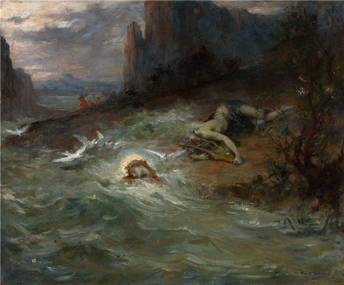 亨利·利奥波德·列维（Henri-Léopold Lévy，法国画家）高清油画下载-《俄耳甫斯之死（C. 1870）》