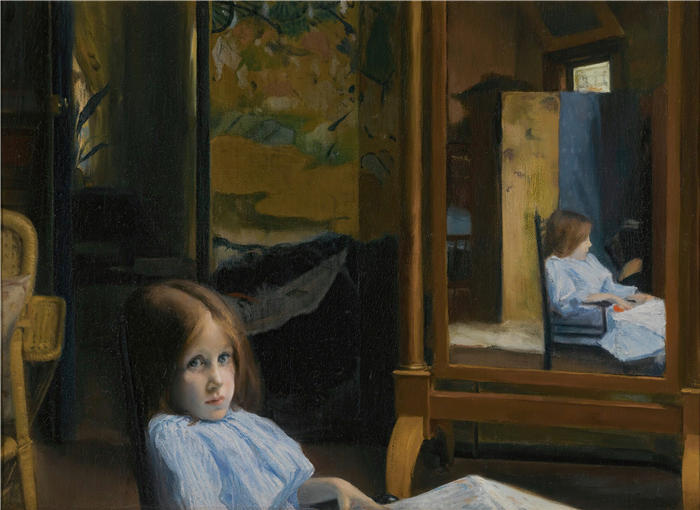 雅克-埃米尔·布兰奇（Jacques-Émile Blanche,法国画家）高清艺术作品-《女孩（露西·埃斯诺尔特·奥普西奇）（1889年）》