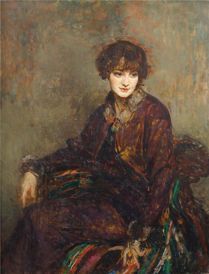 雅克-埃米尔·布兰奇(Jacques-Émile Blanche,法国画家)高清艺术作品-《让·德布罗意公主,自黛西·费罗斯夫人》