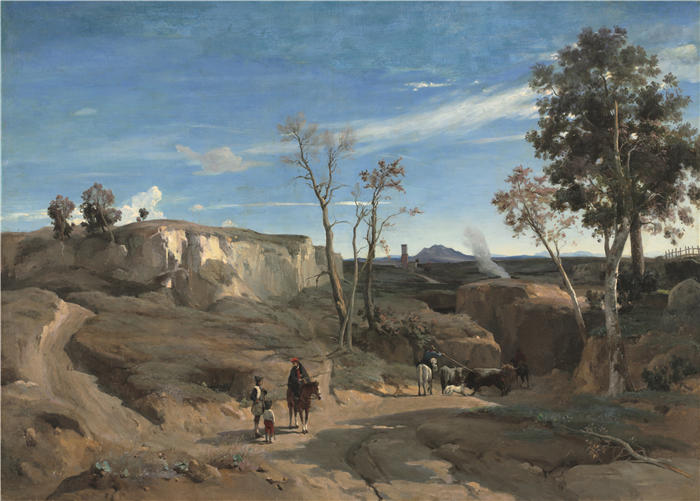 让·巴蒂斯特·卡米尔·柯罗(Jean-Baptiste-Camille Corot,法国画家)高清油画-《罗马平原(约 1830–31 年)》