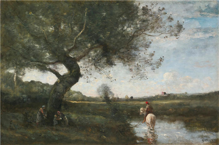 让·巴蒂斯特·卡米尔·柯罗(Jean-Baptiste-Camille Corot,法国画家)高清油画-《白马溪》
