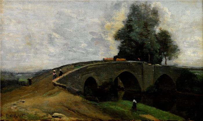 让·巴蒂斯特·卡米尔·柯罗(Jean-Baptiste-Camille Corot,法国画家)高清油画-《老桥》