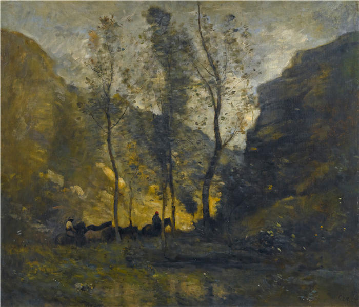 让·巴蒂斯特·卡米尔·柯罗(Jean-Baptiste-Camille Corot,法国画家)高清油画-《斗士》