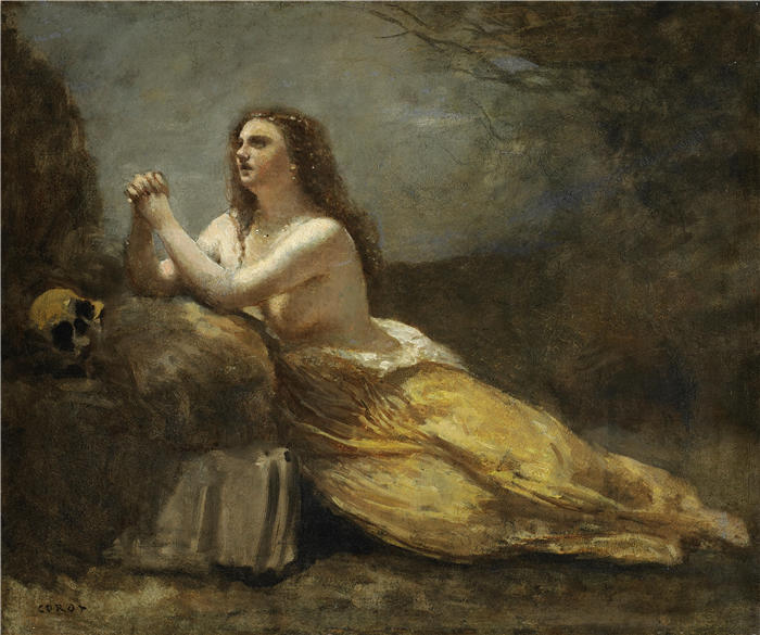 让·巴蒂斯特·卡米尔·柯罗(Jean-Baptiste-Camille Corot,法国画家)高清油画-《玛德琳·普里埃》