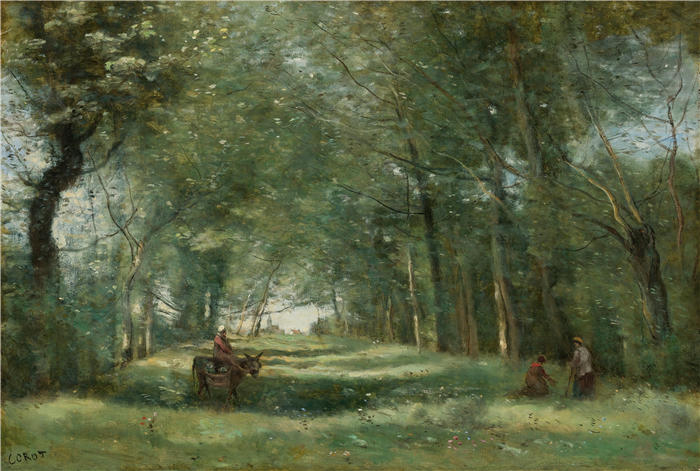 让·巴蒂斯特·卡米尔·柯罗(Jean-Baptiste-Camille Corot,法国画家)高清油画-《绿色通道》