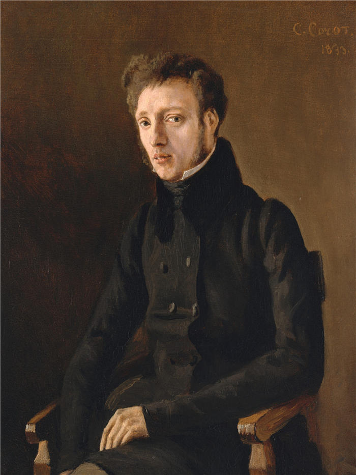 让·巴蒂斯特·卡米尔·柯罗(Jean-Baptiste-Camille Corot,法国画家)高清油画-《杜桑·勒梅斯特 (1807–1888) (1833)》