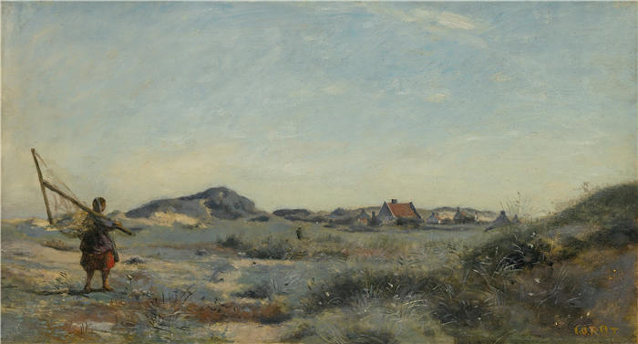 让·巴蒂斯特·卡米尔·柯罗(Jean-Baptiste-Camille Corot,法国画家)高清油画-《捕虾工》