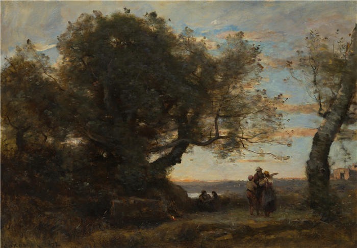 让·巴蒂斯特·卡米尔·柯罗(Jean-Baptiste-Camille Corot,法国画家)高清油画-《吉普赛人 (1872)》