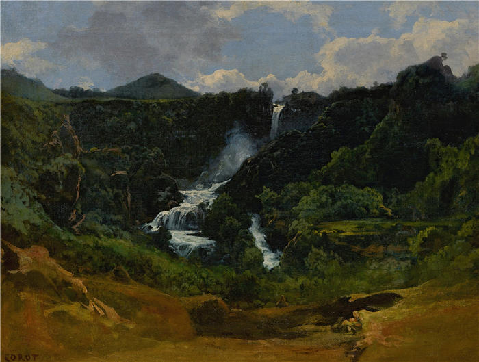 让·巴蒂斯特·卡米尔·柯罗（Jean-Baptiste-Camille Corot,法国画家）高清油画-《特尔尼瀑布》