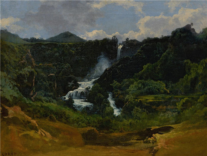 让·巴蒂斯特·卡米尔·柯罗(Jean-Baptiste-Camille Corot,法国画家)高清油画-《特尔尼瀑布》
