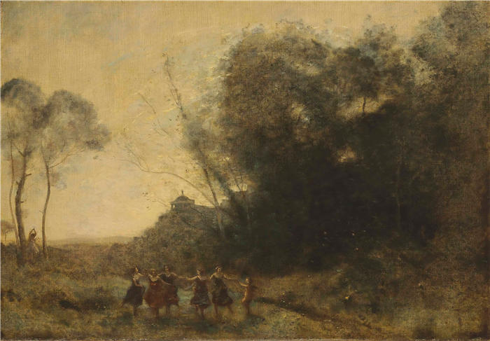 让·巴蒂斯特·卡米尔·柯罗(Jean-Baptiste-Camille Corot,法国画家)高清油画-《圆舞曲》