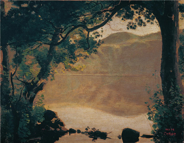 让·巴蒂斯特·卡米尔·柯罗(Jean-Baptiste-Camille Corot,法国画家)高清油画-《尼米西(1843年)》