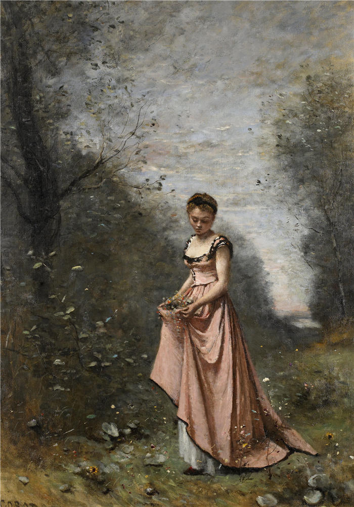 让·巴蒂斯特·卡米尔·柯罗(Jean-Baptiste-Camille Corot,法国画家)高清油画-《生命的春天 (1871)》