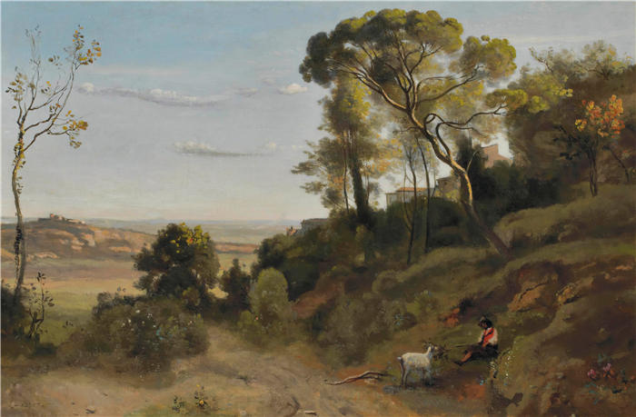 让·巴蒂斯特·卡米尔·柯罗(Jean-Baptiste-Camille Corot,法国画家)高清油画-《那不勒斯坎帕尼》
