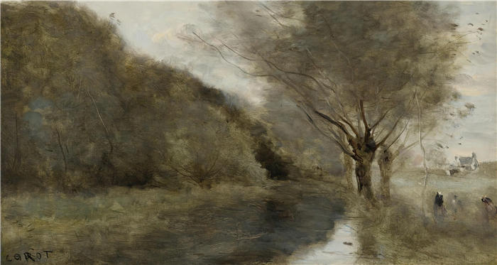 让·巴蒂斯特·卡米尔·柯罗(Jean-Baptiste-Camille Corot,法国画家)高清油画-《绍莱河》