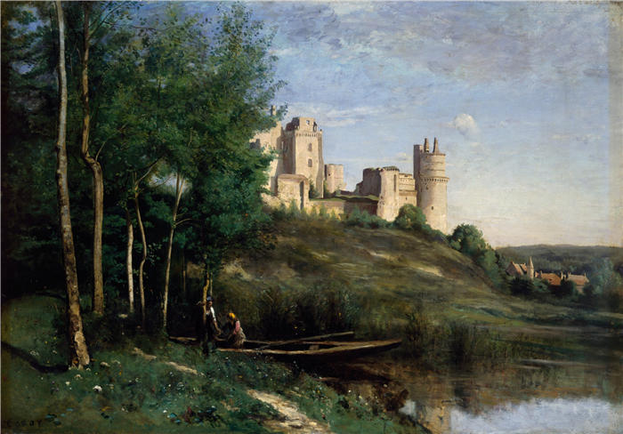 让·巴蒂斯特·卡米尔·柯罗(Jean-Baptiste-Camille Corot,法国画家)高清油画-《皮埃雷丰兹城堡遗址(1825-1872)》