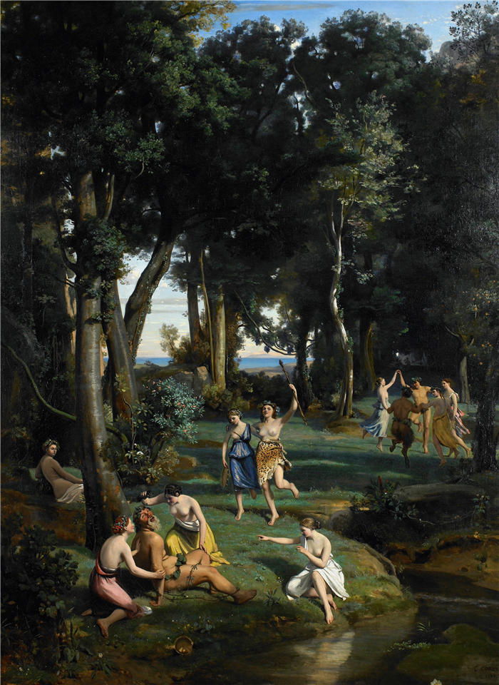 让·巴蒂斯特·卡米尔·柯罗(Jean-Baptiste-Camille Corot,法国画家)高清油画-《塞勒努斯 (1838)》