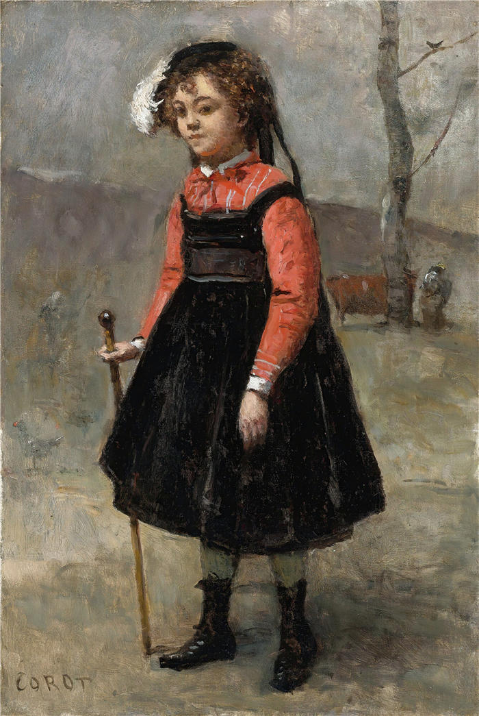 让·巴蒂斯特·卡米尔·柯罗(Jean-Baptiste-Camille Corot,法国画家)高清油画-《小馅饼》