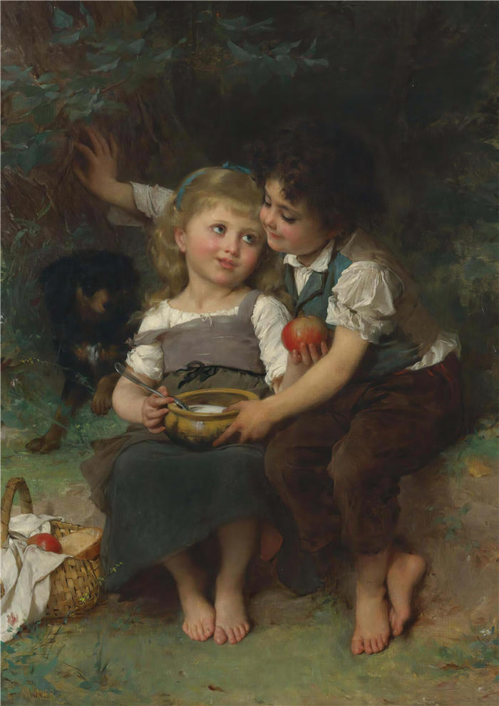 埃米尔·穆尼尔(Émile Munier,法国画家)高清油画作品-《 拉贾特·德莱因(1881)》