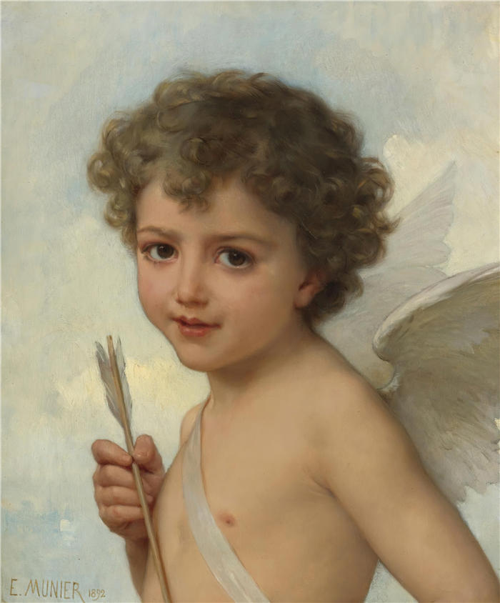 埃米尔·穆尼尔(Émile Munier，法国画家)高清油画作品-《 爱情 (1892)》