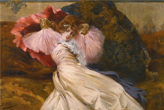 法国画家乔治·朱尔斯·维克多·克莱林（Georges Jules Victor Clairin）高清作品-《女郎》