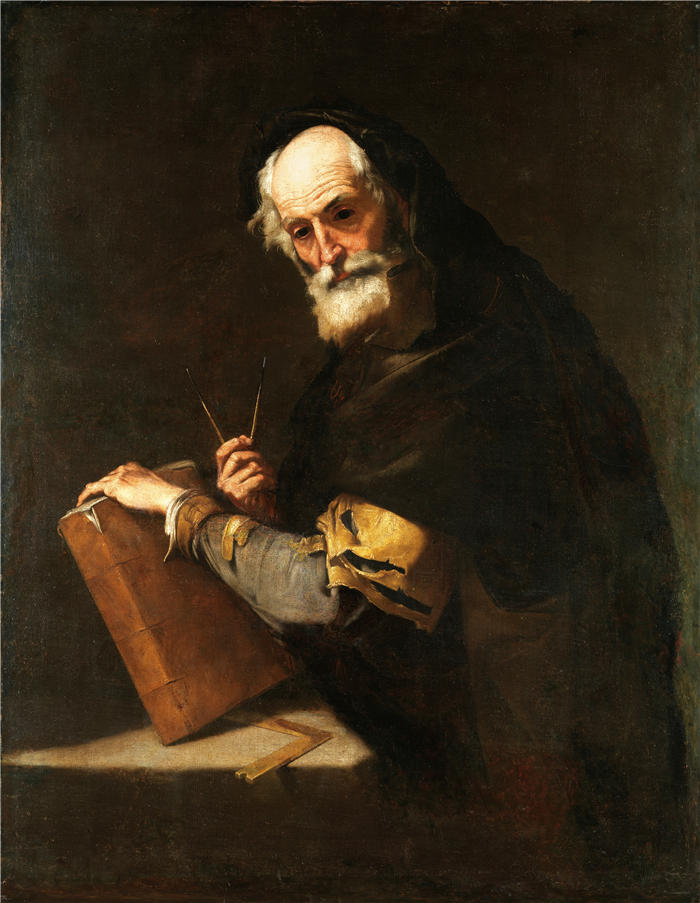 胡塞佩·德·里贝拉（Jusepe de Ribera，西班牙画家）高清作品-《一位假定为阿基米德的哲学家》