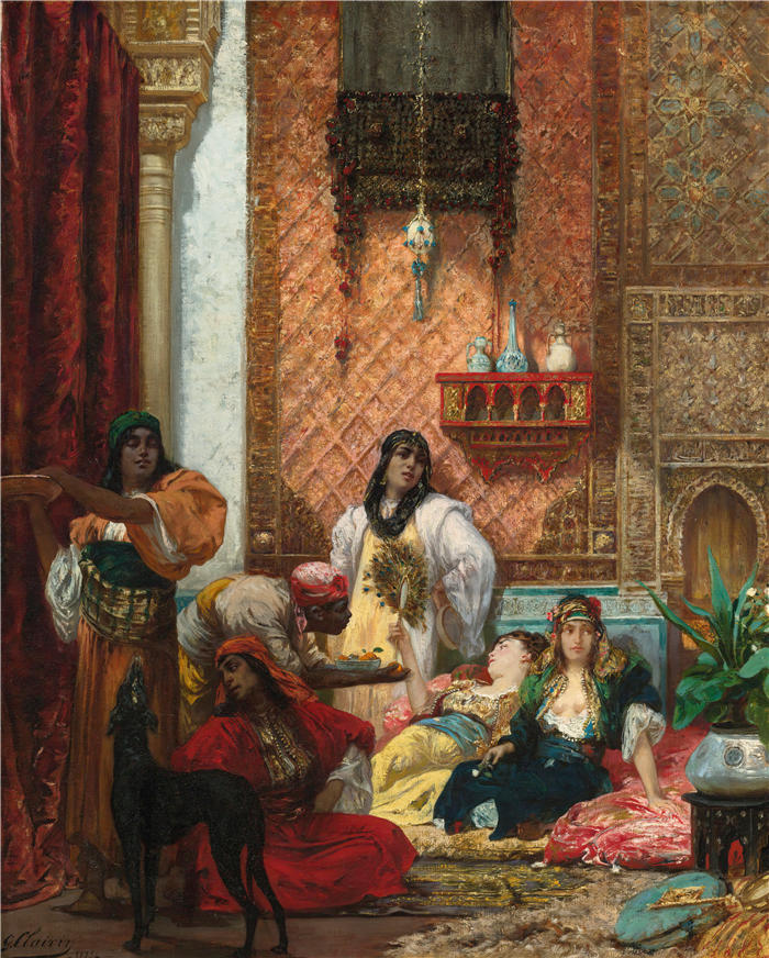 法国画家乔治·朱尔斯·维克多·克莱林（Georges Jules Victor Clairin）高清作品-《苏丹的最爱 (1875)》