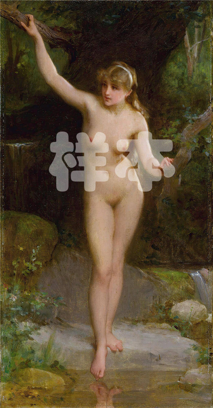 埃米尔·穆尼尔(Émile Munier,法国画家)高清油画作品-《 La Baigneuse》