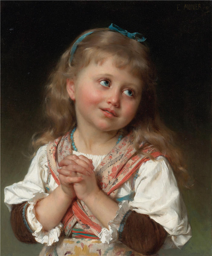 埃米尔·穆尼尔(Émile Munier，法国画家)高清油画作品-《 愿我 (1881)》