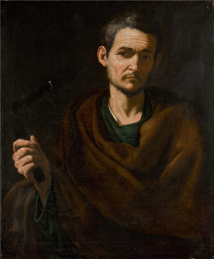 胡塞佩·德·里贝拉（Jusepe de Ribera，西班牙画家）高清作品-《圣菲利普，半身，手持十字架》