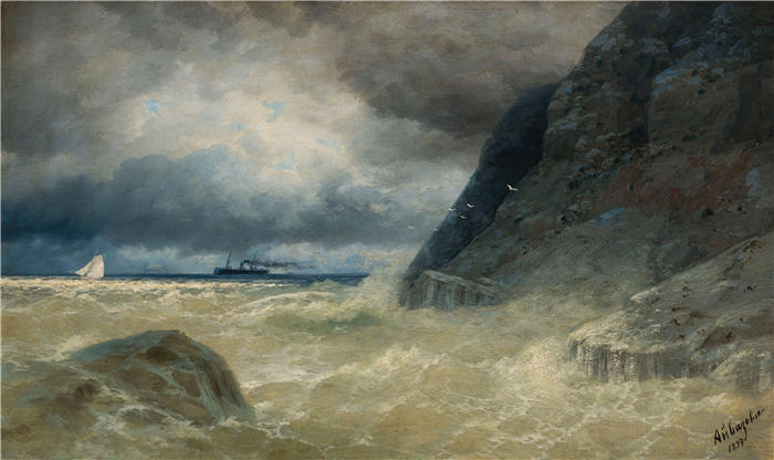 伊万·艾瓦佐夫斯基（Ivan Aivazovsky，俄罗斯画家）风景油画-《海 (1897)》