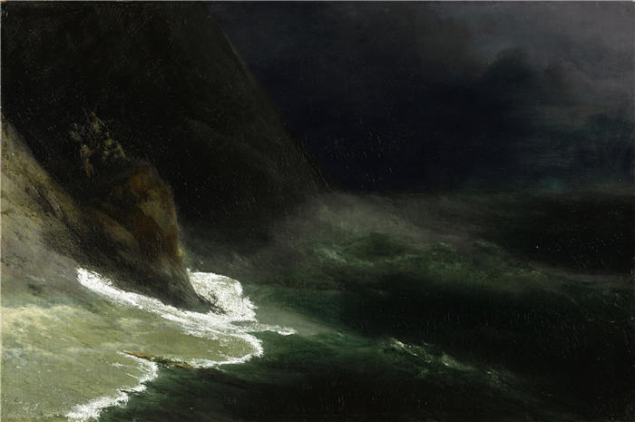 伊万·艾瓦佐夫斯基（Ivan Aivazovsky，俄罗斯画家）风景油画-《海景 (1878)》