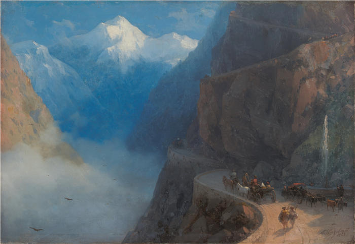 伊万·艾瓦佐夫斯基(Ivan Aivazovsky,俄罗斯画家)风景油画-《从姆莱塔到古道里 (1868)》