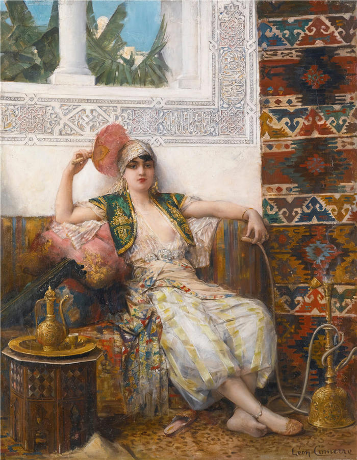 莱昂·弗朗索瓦·科梅尔(Léon François Comerre,法国画家)高清油画作品-《宫女》