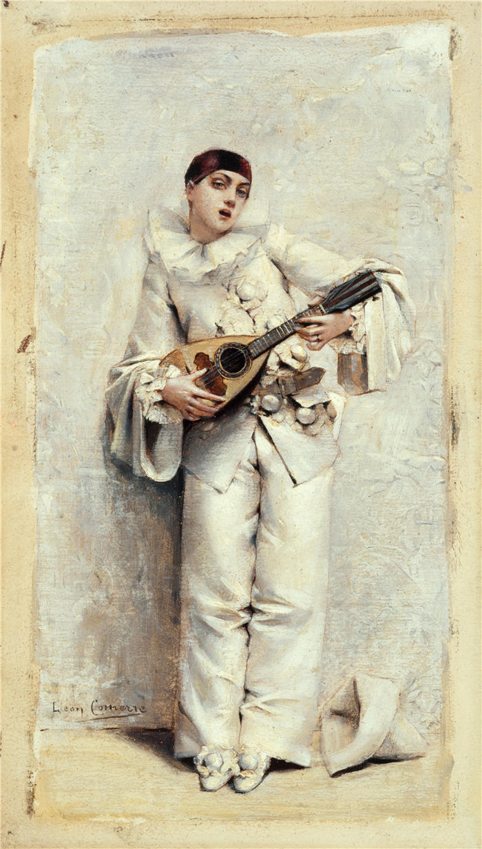 莱昂·弗朗索瓦·科梅尔（Léon François Comerre，法国画家）高清油画作品-《皮埃罗 (1884)》