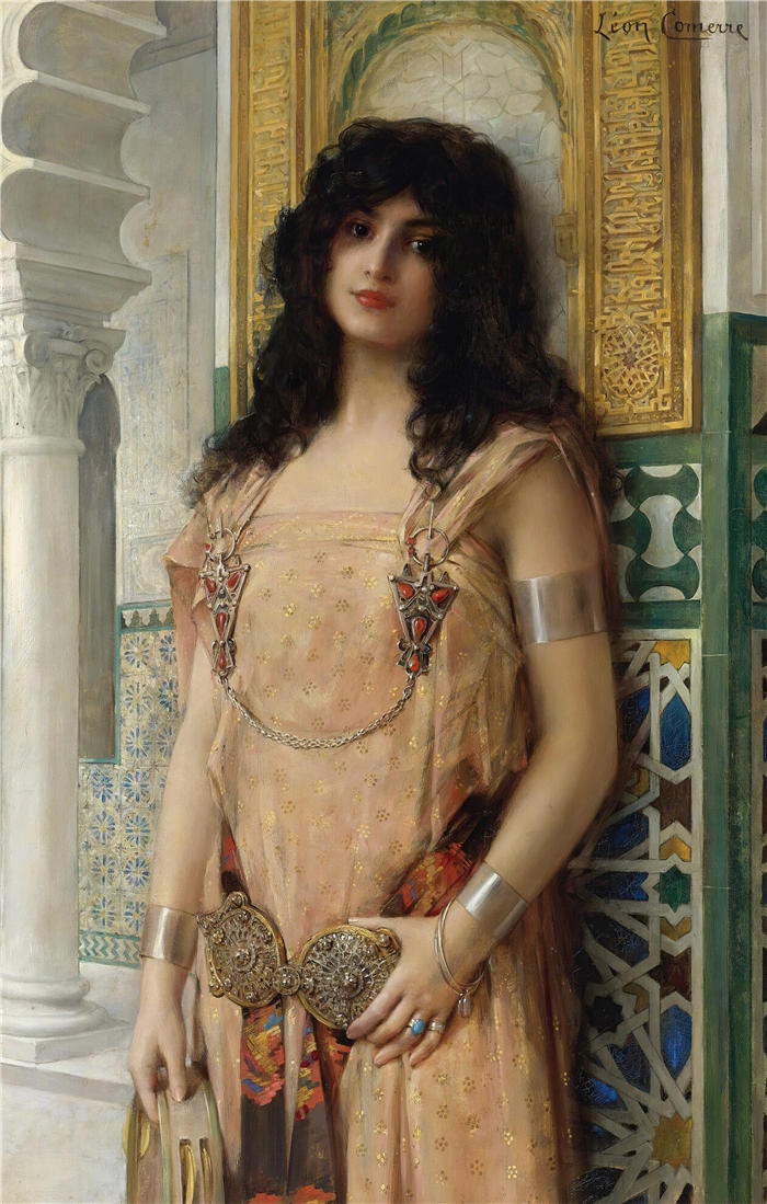 莱昂·弗朗索瓦·科梅尔（Léon François Comerre，法国画家）高清油画作品-《东方美人》