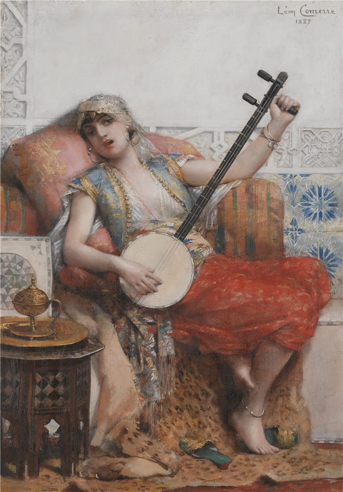 莱昂·弗朗索瓦·科梅尔（Léon François Comerre，法国画家）高清油画作品-《宫女 (1887)》